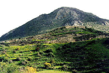 Overview of the site at Mycenae. Greece.