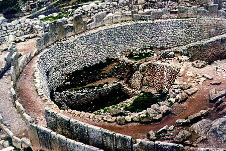 First circle of royal tombs in Mycenae. Greece.