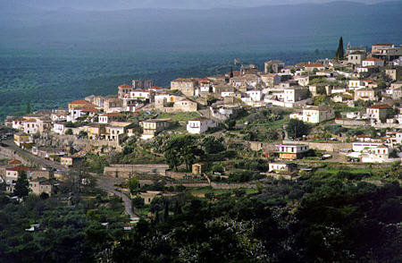 Town of Geraki seen from castle. Greece.