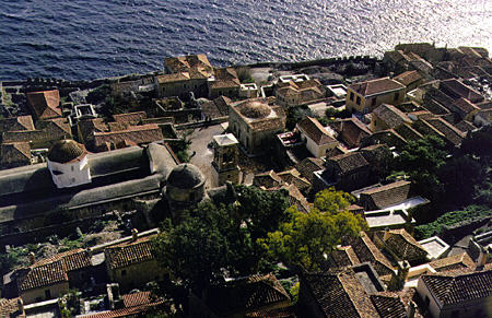Monemvasia town seen from above. Greece.