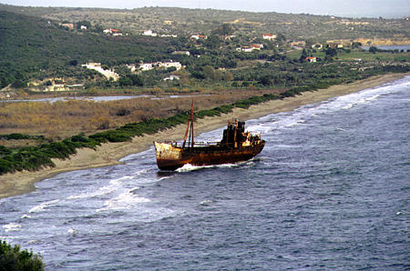 Shipwreck near Githio in the Peloponnesian Peninsula. Greece.