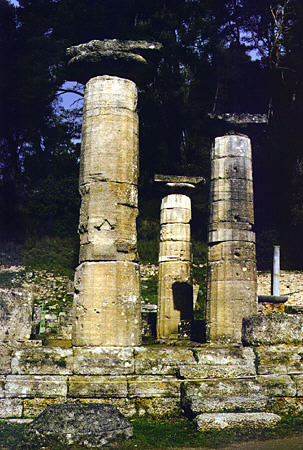 Heraion circa 6th century BC [aka Naos Iras] in Olympia. Greece.
