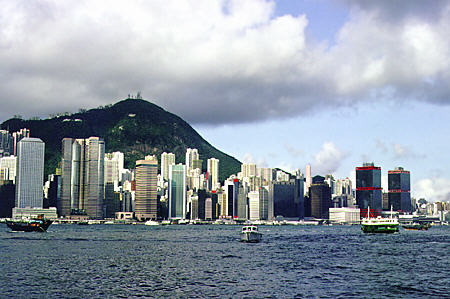 Skyline of Hong Kong & the Peak seen from Kowloon. Hong Kong.