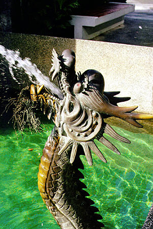 Dragon head fountain on waterfront of Kowloon. Hong Kong.