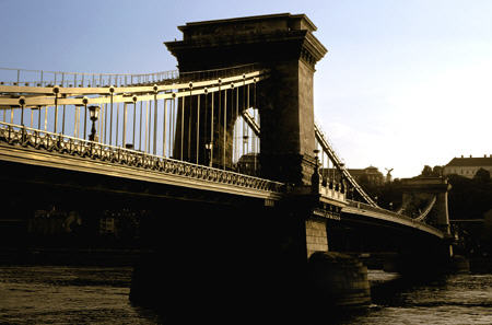 Chain Bridge over Duna (Danube), Budapest. Hungary.