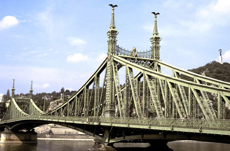Liberty Bridge (Szabadság Híd) over Duna, Budapest. Hungary.