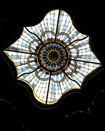 Stained glass skylight in Museum of Applied Arts, Budapest. Hungary.