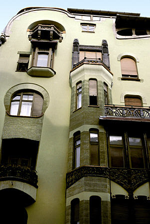 Art Nouveau building near Parliament in Budapest. Hungary.