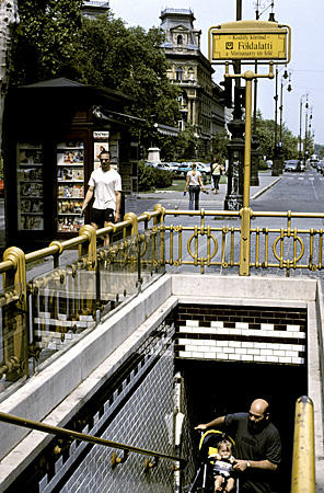 Földalatti subway entrance (1896) on Andrássy Street in Budapest. Hungary.