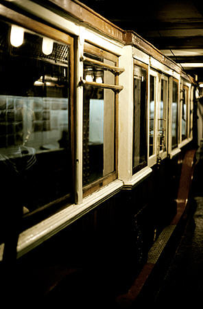 Car in underground Subway Museum, Budapest, was built in 1896 to inaugurate oldest subway in continental Europe. Hungary.