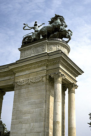 Millennium Monument at Hösök Tere, Budapest. Hungary.