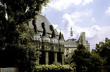 Vajdahunyad Vár (castle) in Városliget Park, Budapest. Hungary.