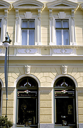 Yellow building on Karasz Utca, Szeged. Hungary.