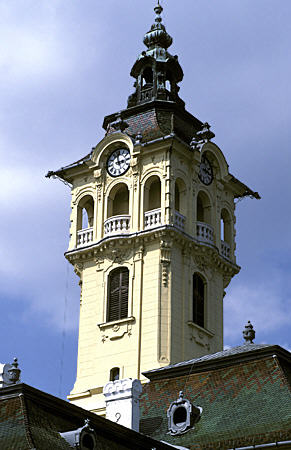 City Hall tower in Széchenyi Tér, Szeged. Hungary.