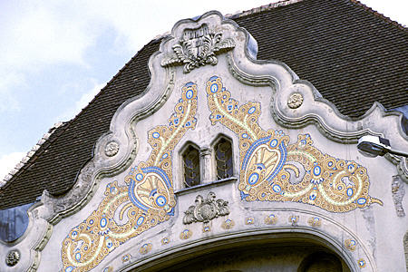 Detail of Art Nouveau building on Tisza Lajos körút in Szeged. Hungary.