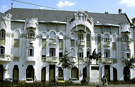 Hungarian Art Nouveau (Magyar Ede) Reok Palace at corner of Kölcsey & Fekete sas Utca, Szeged. Hungary.