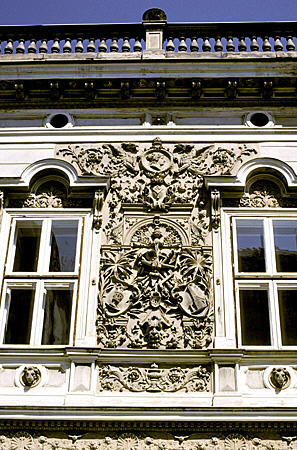 Plaster work details of Vasváry Ház at Pécs. Hungary.