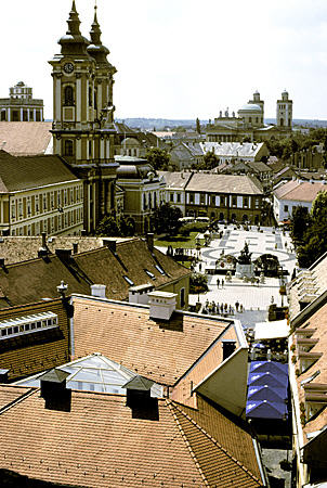 View of Eger from castle to main square. Hungary.