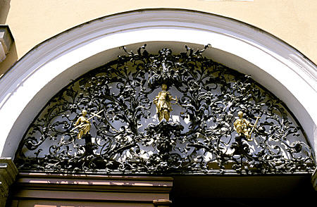 Detail of grill above County Hall door in Eger. Hungary.