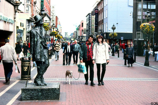 James Joyce monument on O'Connell Street. Dublin, Ireland.