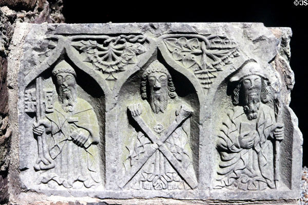 Reliefs of St Peter, St Andrew & St James Major at Jerpoint Abbey near Thomastown. Ireland.