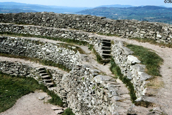 Ramparts of Grianan of Aileach hilltop fort (6thC). Ireland.