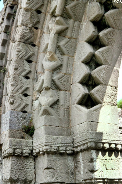 Close-up of arches of nun's Church at Clonmacnoise. Ireland.