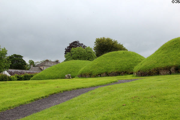 Neolithic satellite tombs at Knowth. Ireland.
