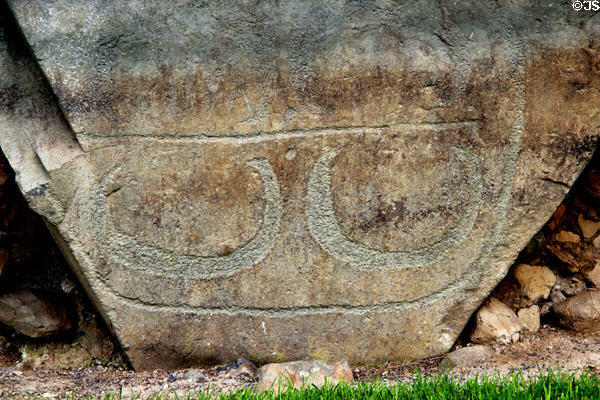 Neolithic carved design at Knowth. Ireland.