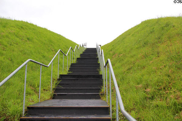 Stairs to top of Main Neolithic passage grave at Knowth. Ireland.