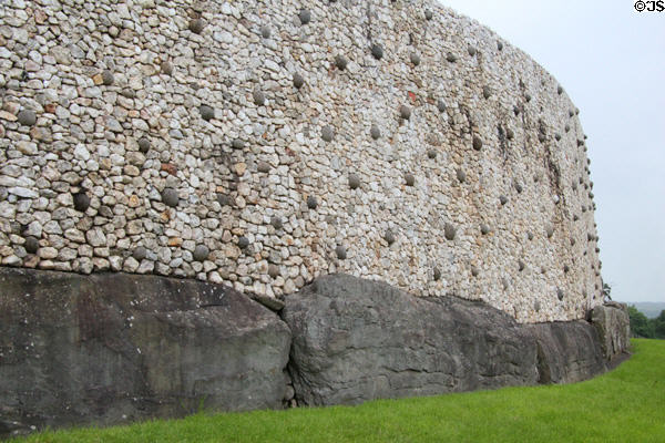 Large stones defining base of passage tomb at Newgrange. Ireland.