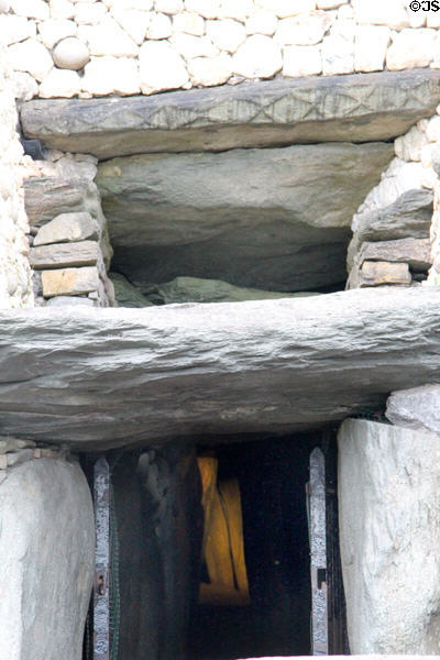 Tomb passage with roofbox (window) overhead to let in light on winter solstice at Newgrange. Ireland.