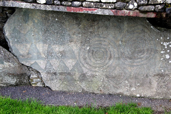 Megalithic carving at Newgrange. Ireland.