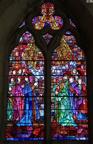 Stained glass window in church at Hill of Tara. Ireland.