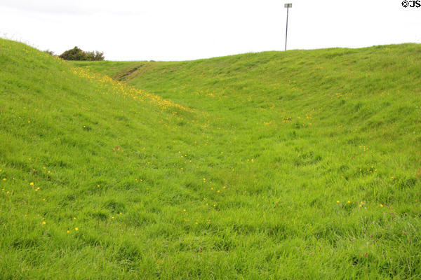 Section of ancient circular trench atop Hill of Tara. Ireland.