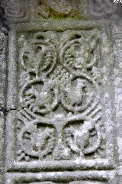 Birds in circles carving on Muiredach's high cross at Monasterboice. Ireland.