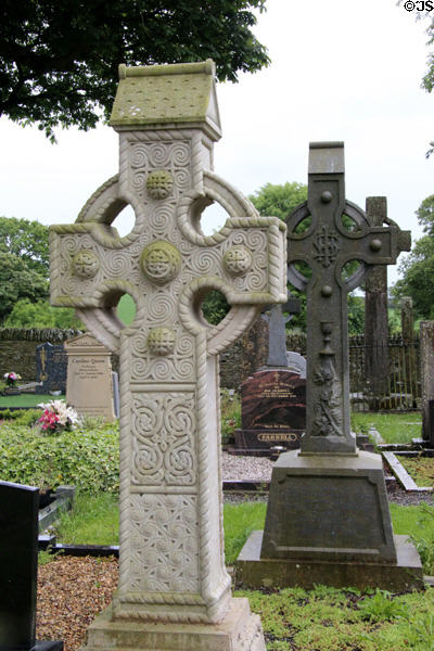 Modern Celtic crosses at Monasterboice. Ireland.