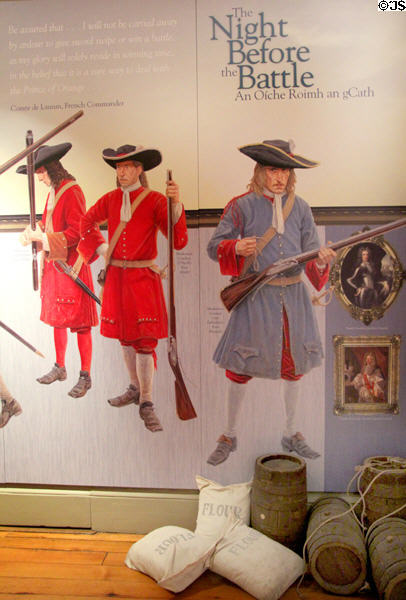 Display explaining Battle of the Boyne on July 1, 1690 at Boyne museum. Ireland.