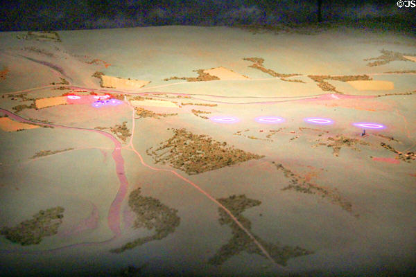 Animated battle map at Battle of the Boyne museum. Ireland.