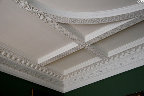 Sculpted plaster ceiling by Isaac Ware in dining room at Castletown House. Ireland.