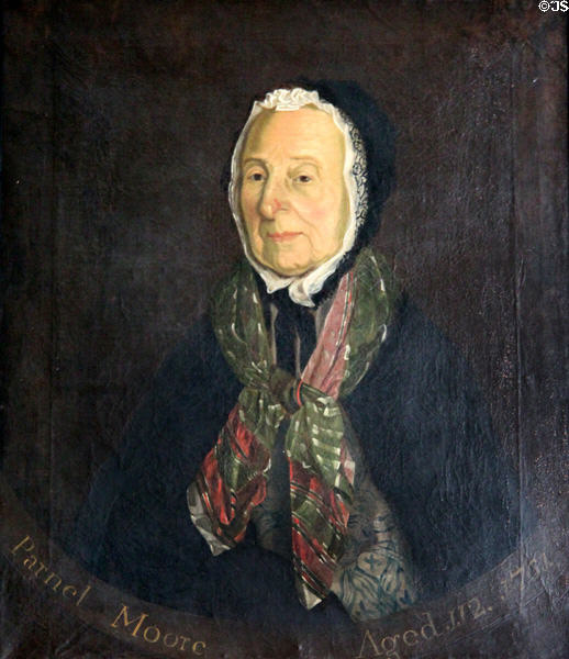 Housekeeper Mrs. Parnel Moore age 112 portrait (1761) by unknown at Castletown House. Ireland.