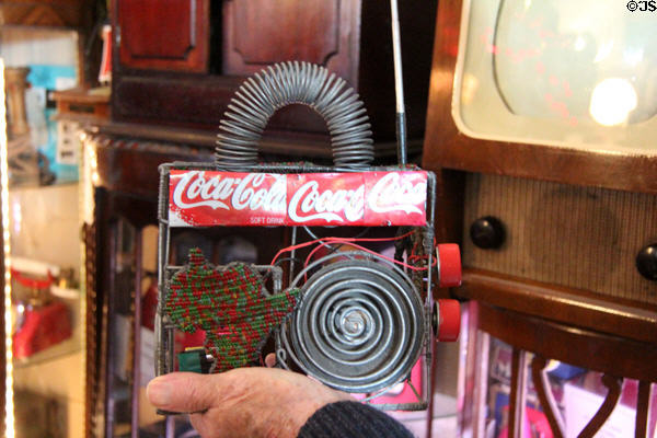 Homemade radio from Africa using scrap parts at Hurdy Gurdy Museum of Vintage Radio. Howth, Ireland.