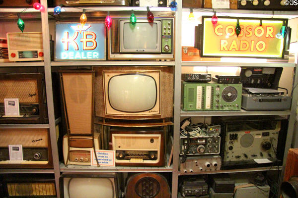 Collection of early radios & TVs at Hurdy Gurdy Museum of Vintage Radio. Howth, Ireland.
