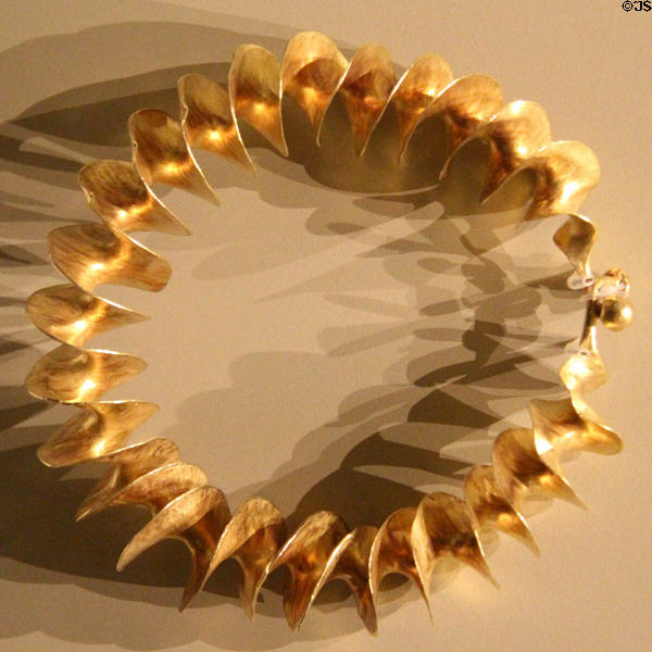 Gold ribbon torc (3rdC BCE - 3rdC CE) from Belfast at National Museum of Ireland Archaeology. Dublin, Ireland.