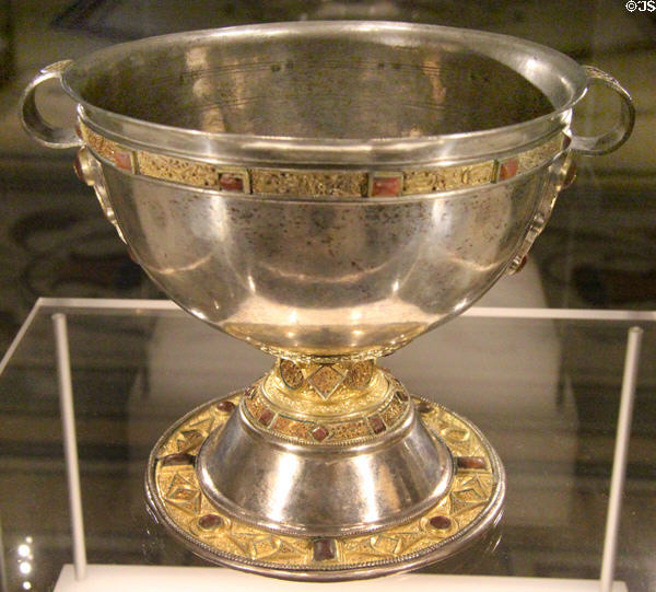 Gilded silver chalice (9thC) from Derrynaflan, Tipperary at National Museum of Ireland Archaeology. Dublin, Ireland.