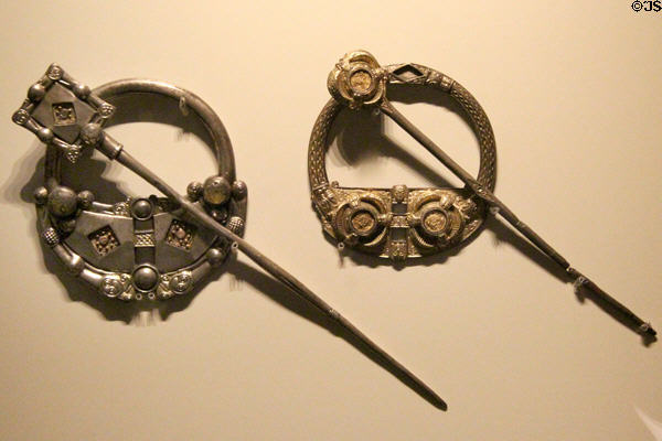 Silver Irish annular brooches (8th-9thC) at National Museum of Ireland Archaeology. Dublin, Ireland.