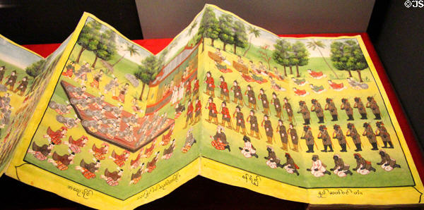Court Amusements & Ceremonies folding book (after 1885) from Burma at Chester Beatty Library. Dublin, Ireland.