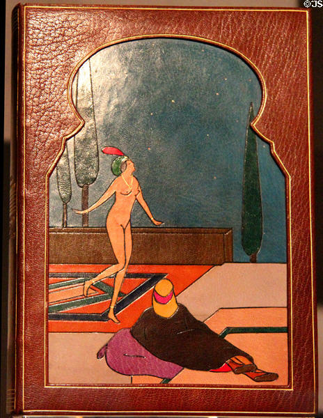 Leather binding (1914) by Dante Gozzi of Modena for Garden of Caresses book printed in Paris at Chester Beatty Library. Dublin, Ireland.