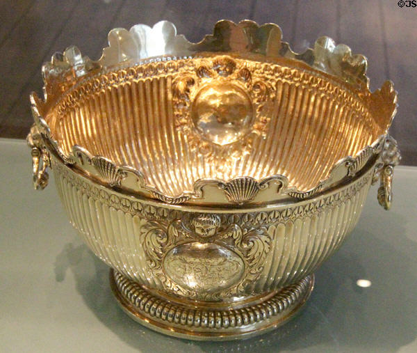 Silver-gilt Monteith or punchbowl (1704) by Thomas Bolton of Dublin at National Museum Decorative Arts & History. Dublin, Ireland.