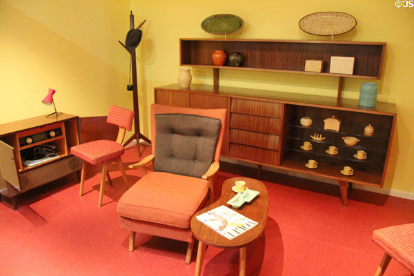 Sideboard, chairs & other Irish Modern (Scandinavian-inspired furniture) (1950s) by Brendan Dunne at National Museum Decorative Arts & History. Dublin, Ireland.
